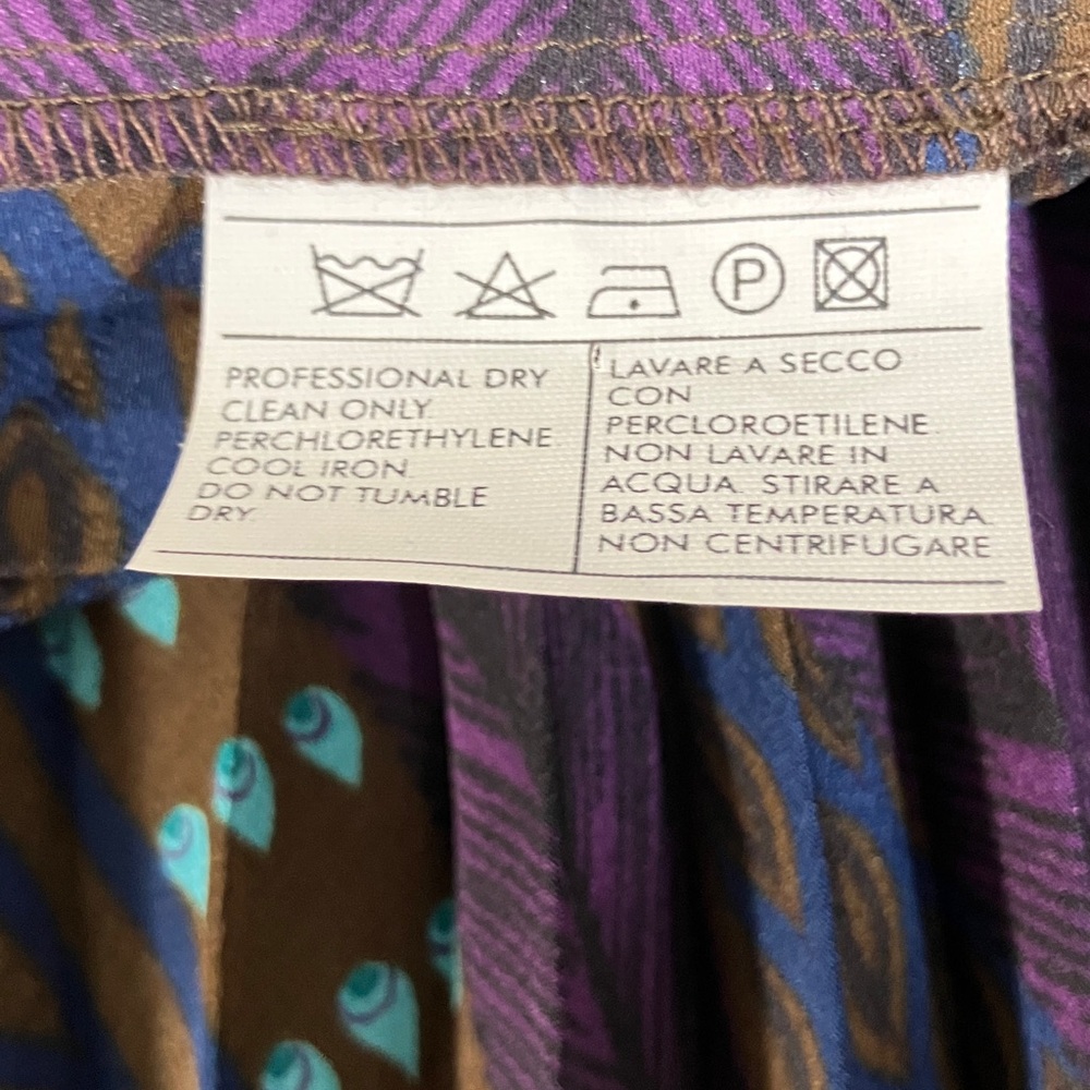 Salvatore Ferragamo Blue and Brown and Purple A-Line Skirt Size 12. 100% Silk. - Picture 7 of 10